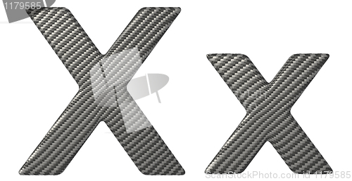 Image of Carbon fiber font X lowercase and capital letters