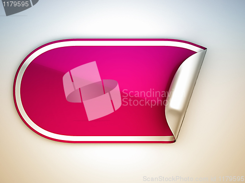 Image of Pink rounded bent sticker or label 