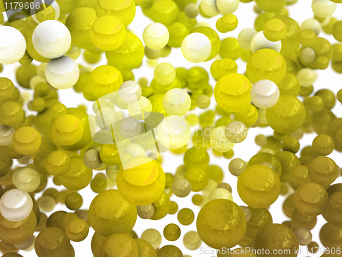 Image of Abstract yellow and white balls over white 