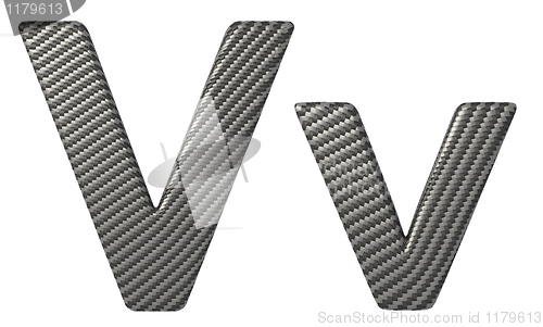 Image of Carbon fiber font V lowercase and capital letters