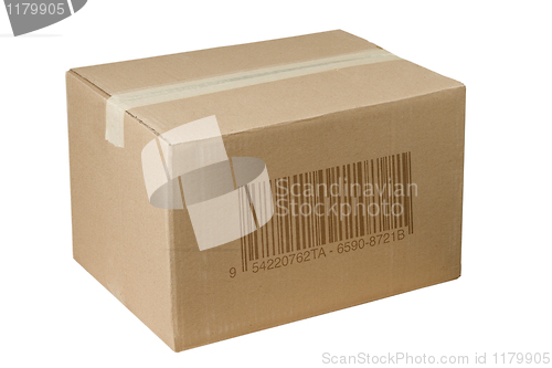 Image of shipping cardboard box whit barcode