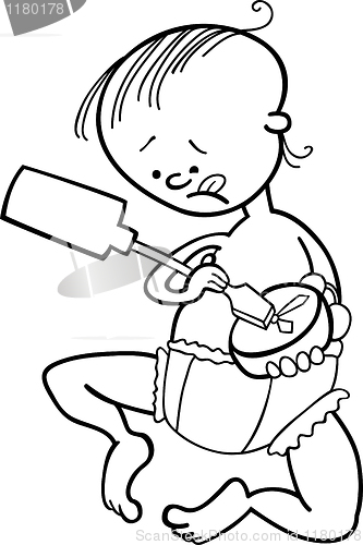 Image of boy destroying the clock for coloring book