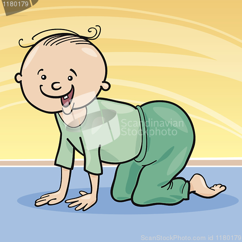 Image of baby boy crawling on all fours