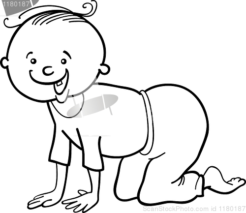 Image of boy crawling on all fours for coloring book