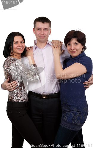 Image of man and two women