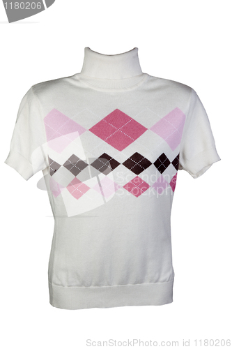 Image of light sweater with a pattern in a diamond pattern