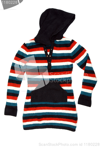 Image of warm striped ladies jacket with hood