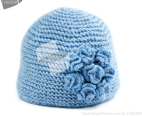 Image of blue knitted hat