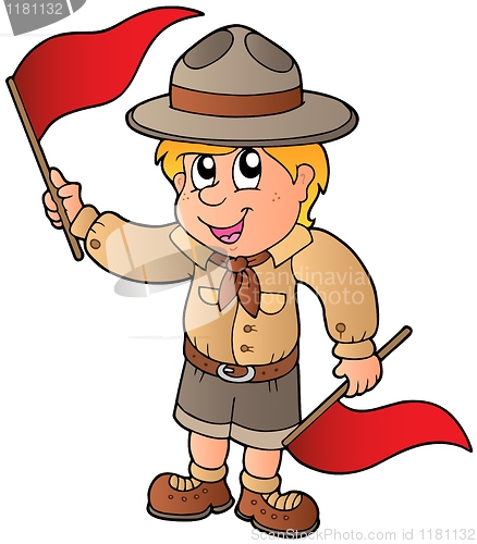 Image of Scout boy giving flag signal