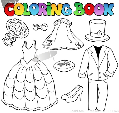 Image of Coloring book with wedding clothes