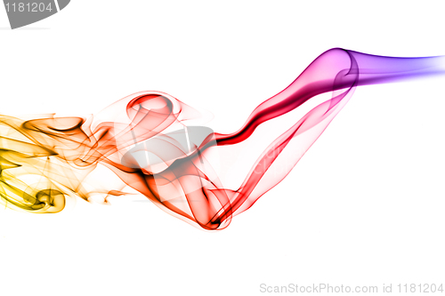 Image of Colorful Abstract smoke shape on white
