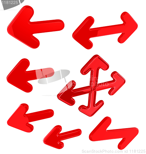 Image of Red glossy arrows set isolated