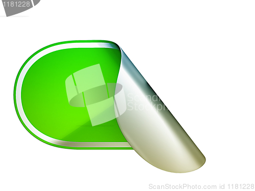 Image of Green rounded bent sticker or label 