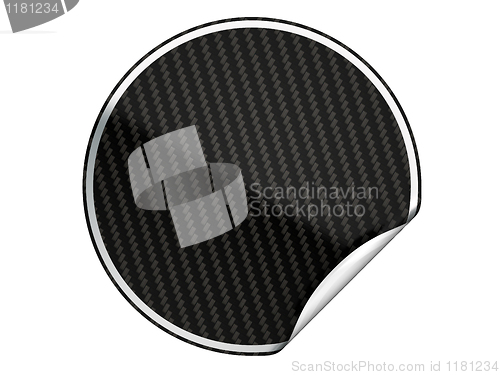 Image of Black textured bent sticker or label over white