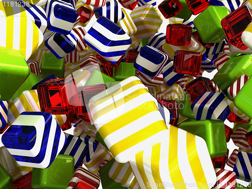 Image of Colorful cubes or bonbons on white 