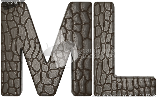 Image of Alligator skin font m and l capital letters