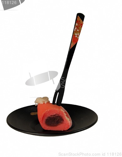 Image of Japanese cake with fork-clipping path