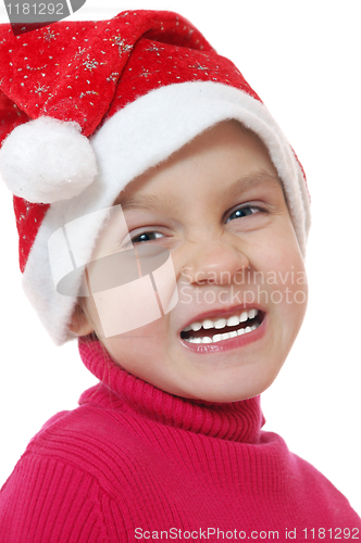 Image of cute little smiling Santa girl