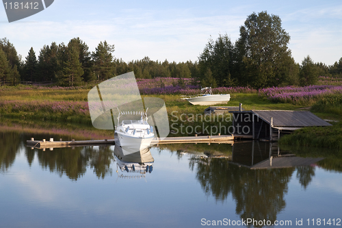 Image of White boat mooring