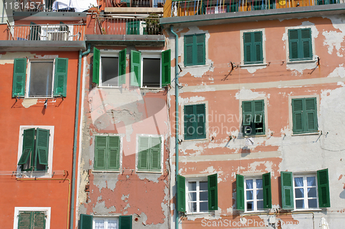 Image of Riomaggiore facades, Cinque Terre.