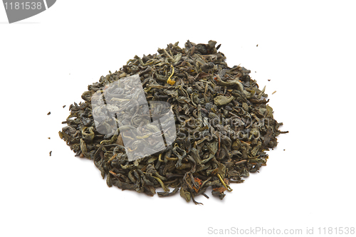 Image of Green tea leaves isolated