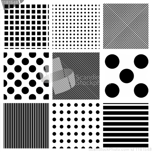 Image of Vector striped and polka dots patterns