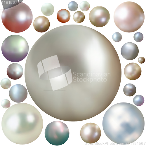 Image of Set of color pearls isolated on white. EPS 8