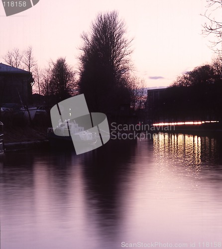 Image of White boat and lights