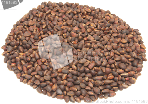 Image of Pine nuts on white background.