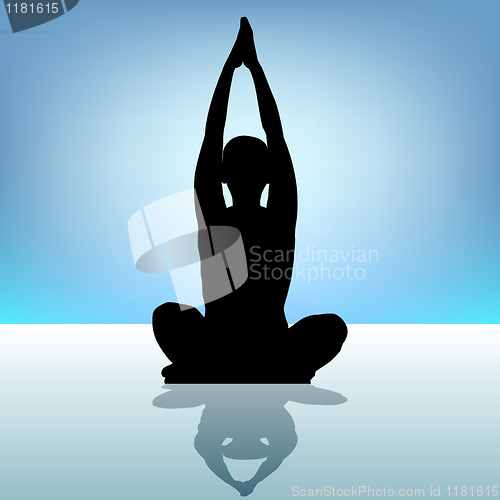 Image of Woman yoga silhouette on water. EPS 8