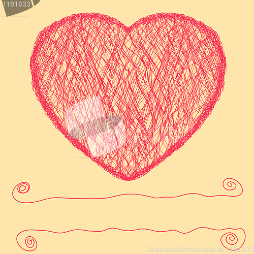Image of Hand draw scribbled heart valentine card. EPS 8
