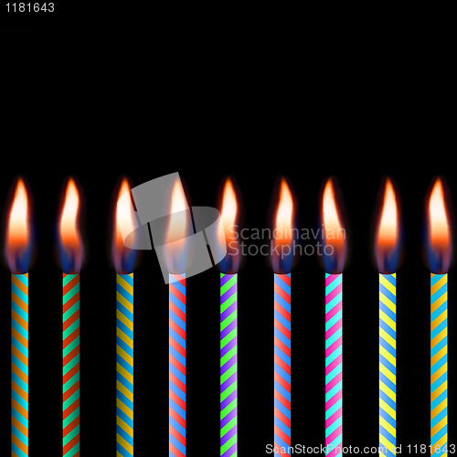 Image of Candles on black background. EPS 8