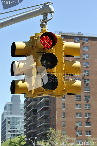 Image of Red Traffic Light in Manhattan