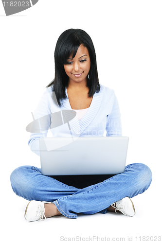 Image of Young woman with computer