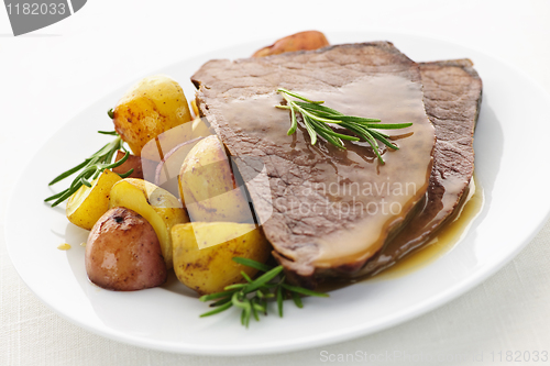 Image of Roast beef and potatoes