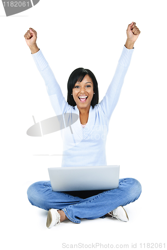 Image of Successful young woman with computer