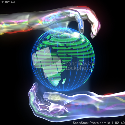 Image of planet in the hands 3D 