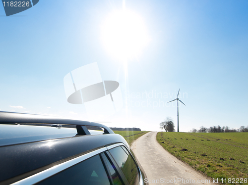 Image of Car and wind turbine