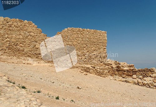 Image of Wall of ancient fortress in the desert 