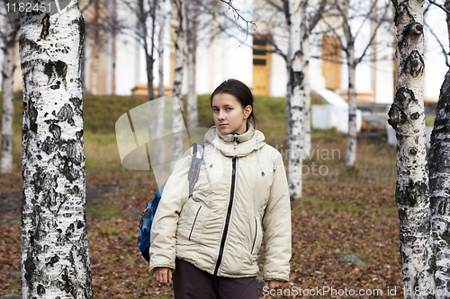 Image of Schoolgirl with a backpack