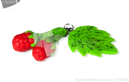 Image of Pendant-raspberry. Plastic clay.