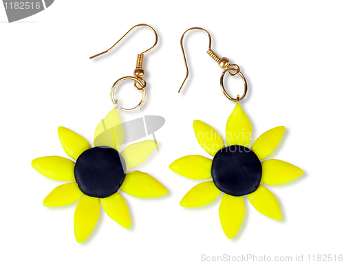 Image of Earrings-sunflower of plastic clay