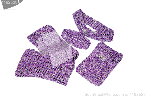 Image of A set of knitted accessories. Handwork