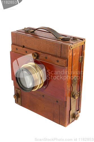 Image of old wooden photo camera