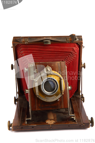 Image of old wooden photo camera