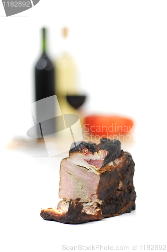 Image of smoked meat and wine 