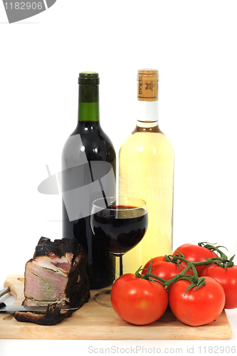 Image of smoked meat and wine 