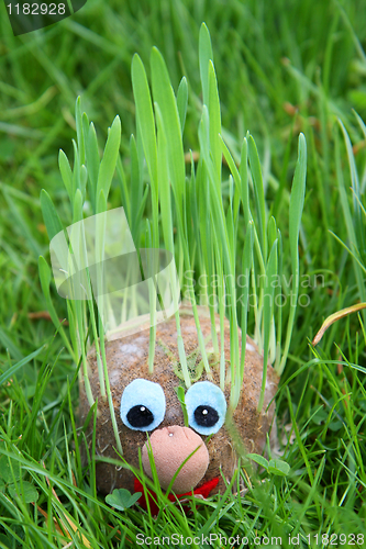 Image of face with grass hair