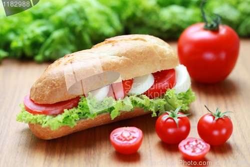 Image of Sandwich with mozarella and tomatoes