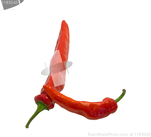 Image of Letter L composed of chili peppers